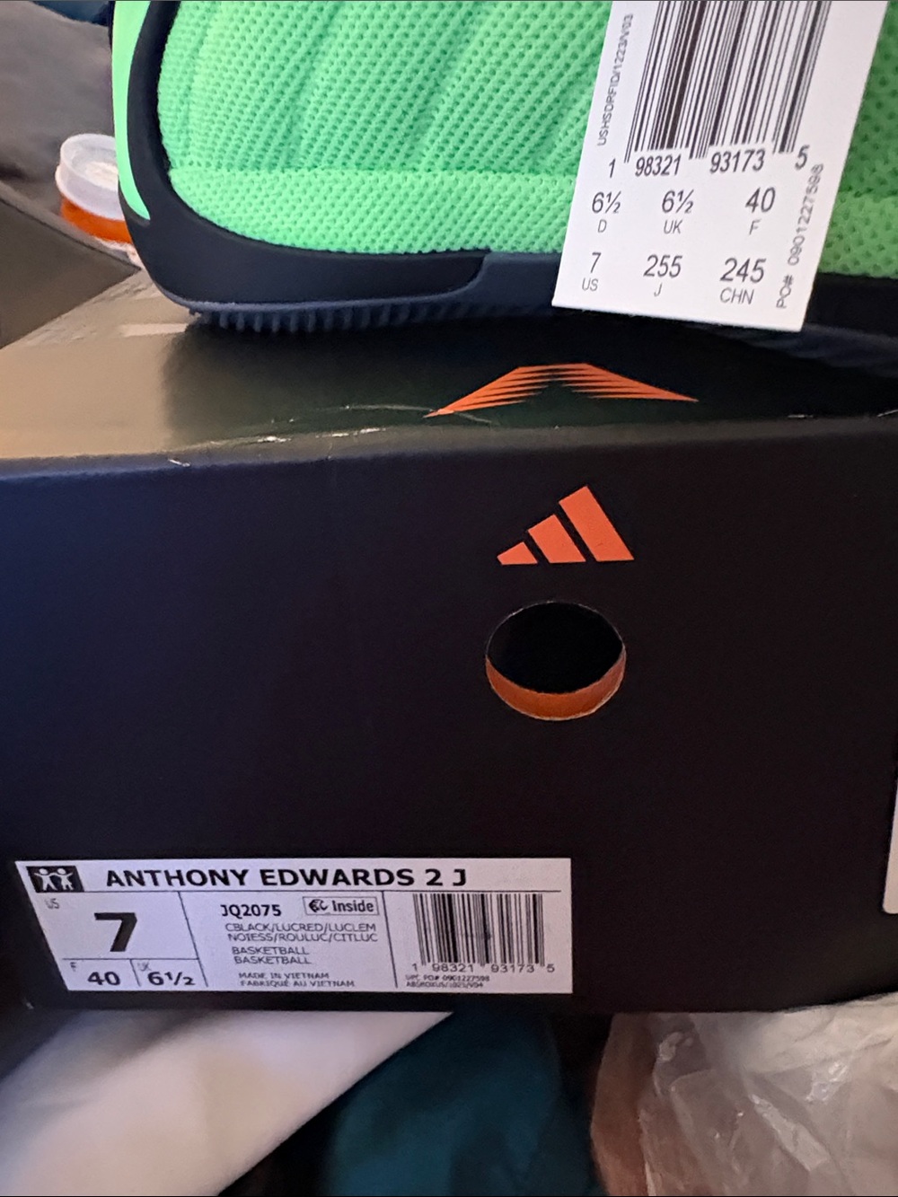 adidas Kids Anthony Edwards 2 J Sneakers in Bright Green